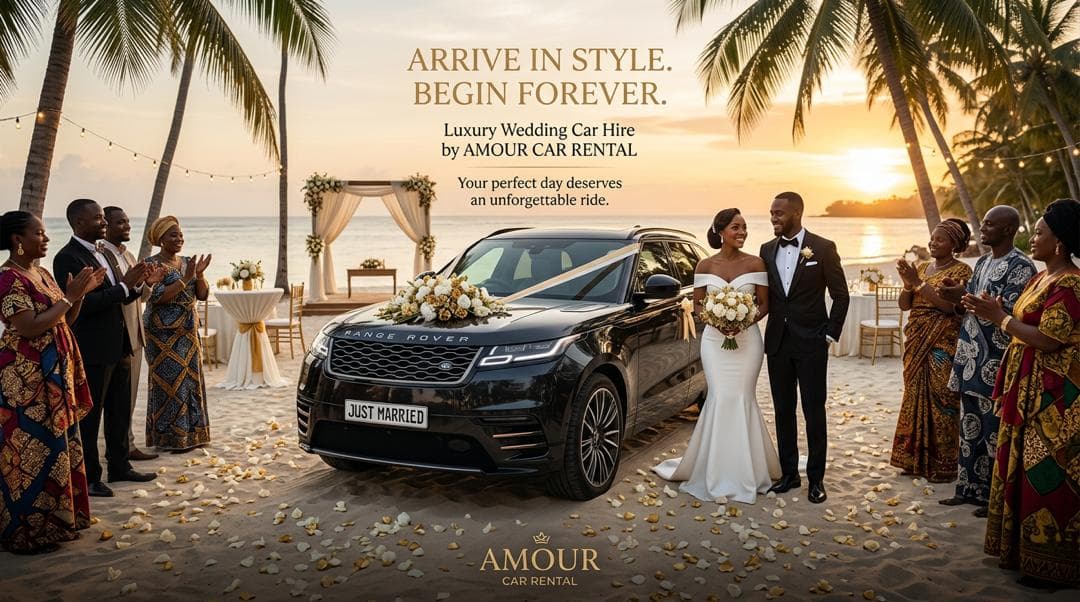 Wedding vehicle presentation at ceremony entrance
